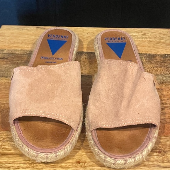 Verbenas pink suede slip on espadrille Sandals 41 - Picture 3 of 9